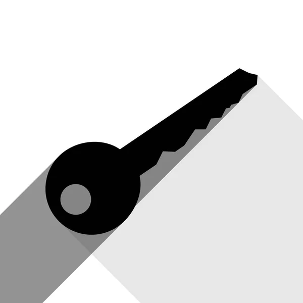Schlüsselschild-Illustration. Vektor. schwarzes Symbol mit zwei flachen grauen Schatten auf weißem Hintergrund. — Stockvektor