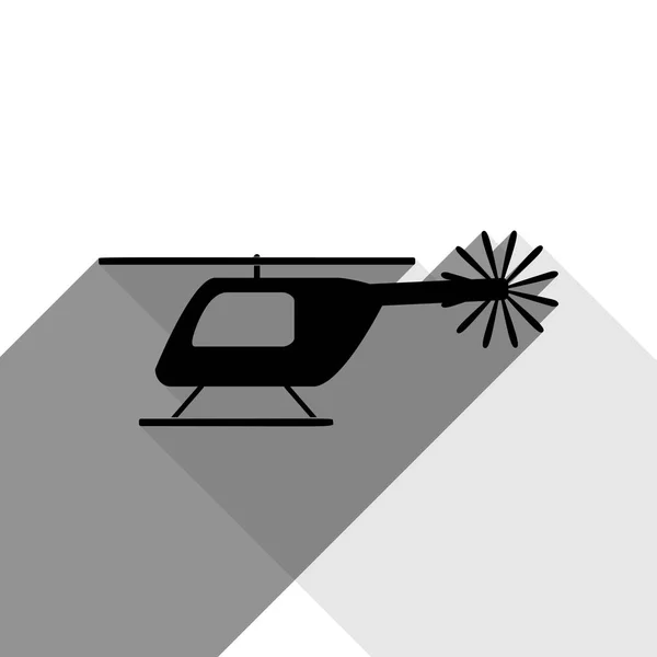 Helikopter teken illustratie. Vector. Zwarte pictogram met twee platte grijze schaduw op witte achtergrond. — Stockvector