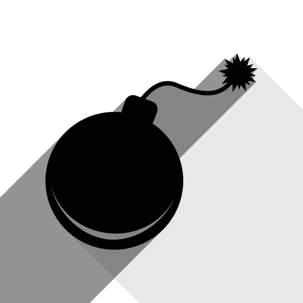 Bomb sign illustration. Vector. Black icon with two flat gray shadows on white background. — Stock Vector