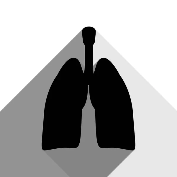 Menselijke anatomie. Longen ondertekenen. Vector. Zwarte pictogram met twee platte grijze schaduw op witte achtergrond. — Stockvector