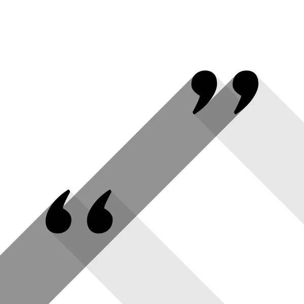 Illustration de signe de citation. Vecteur. Icône noire avec deux ombres grises plates sur fond blanc . — Image vectorielle