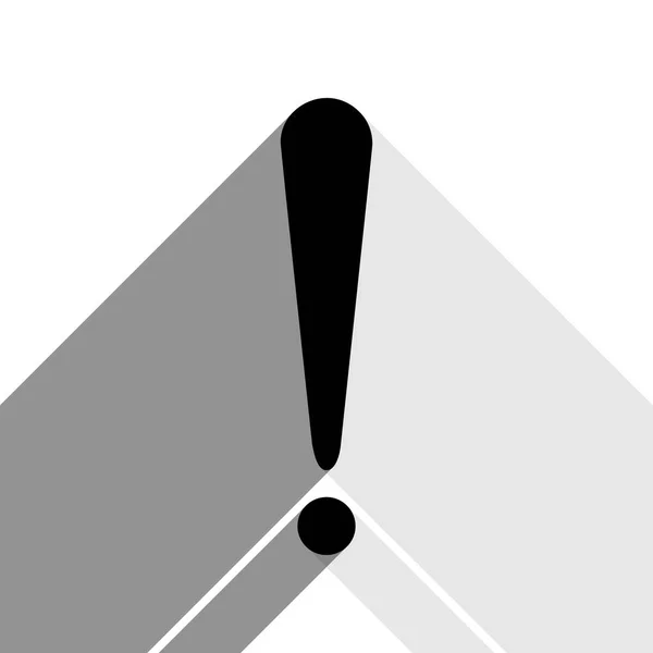 Ilustração do sinal de atenção. Vector. Ícone preto com duas sombras planas cinza no fundo branco . — Vetor de Stock