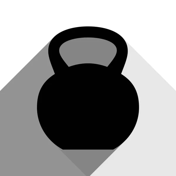 Fitness Dumbbell segno. Vettore. Icona nera con due ombre grigie piatte su sfondo bianco . — Vettoriale Stock