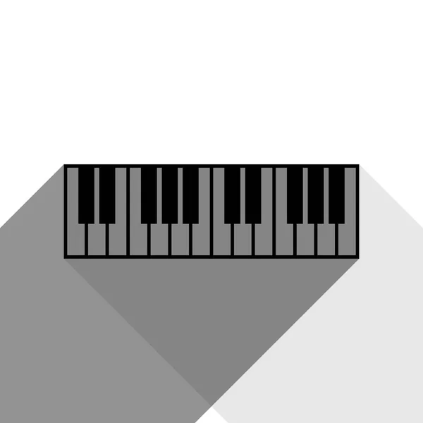 Sinal de teclado para piano. Vector. Ícone preto com duas sombras planas cinza no fundo branco . — Vetor de Stock