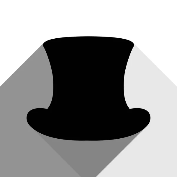 Σημάδι επάνω hat. Διάνυσμα. Μαύρο εικονίδιο με δύο επίπεδη γκρι σκιές πάνω σε λευκό φόντο. — Διανυσματικό Αρχείο