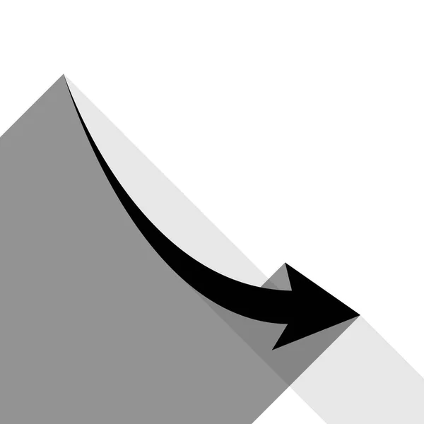 Abnehmendes Pfeilzeichen. Vektor. schwarzes Symbol mit zwei flachen grauen Schatten auf weißem Hintergrund. — Stockvektor
