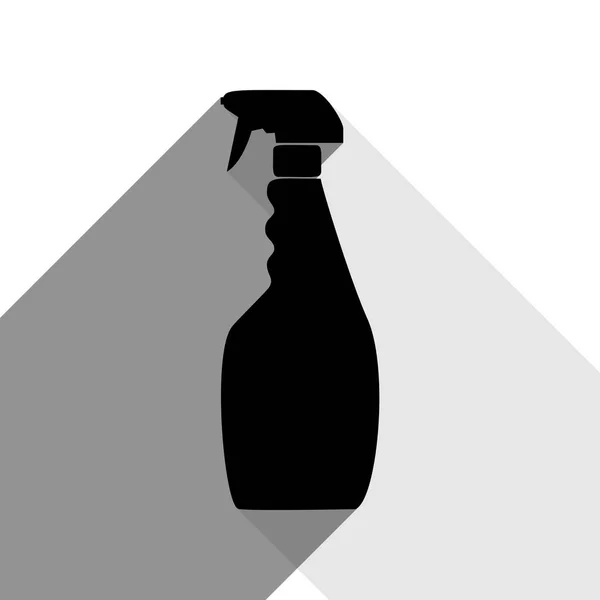 Botella de plástico para limpiar. Vector. Icono negro con dos sombras grises planas sobre fondo blanco . — Archivo Imágenes Vectoriales