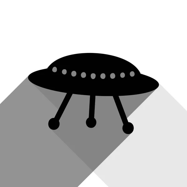 UFO egyszerű jel. Vektor. A két lakás szürke árnyak, fehér alapon fekete ikon. — Stock Vector