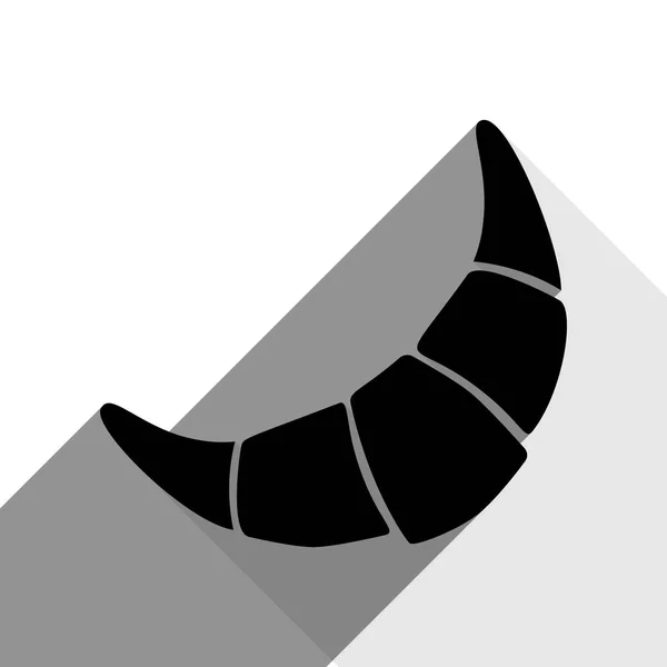 Croissant sinal simples. Vector. Ícone preto com duas sombras planas cinza no fundo branco . — Vetor de Stock