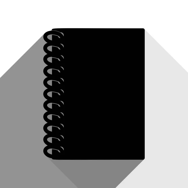 Caderno sinal simples. Vector. Ícone preto com duas sombras planas cinza no fundo branco . — Vetor de Stock