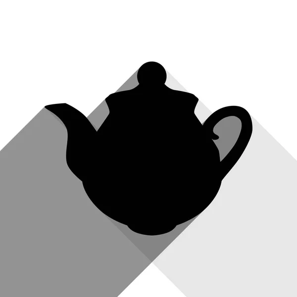 Señal de fabricante de té. Vector. Icono negro con dos sombras grises planas sobre fondo blanco . — Archivo Imágenes Vectoriales