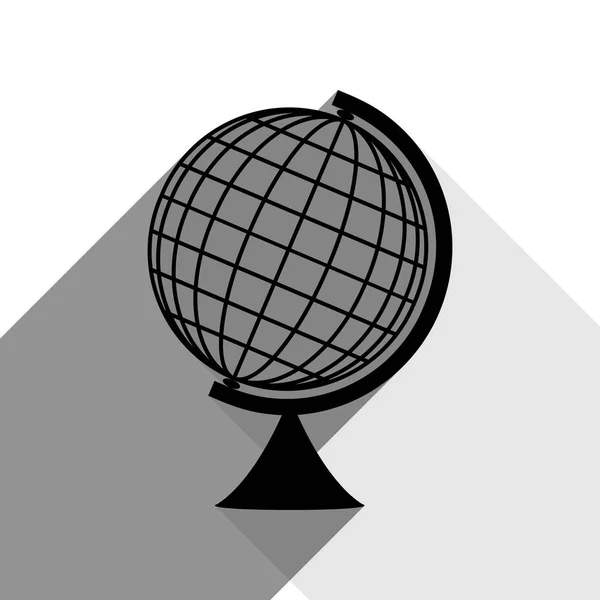 Signe Earth Globe. Vecteur. Icône noire avec deux ombres grises plates sur fond blanc . — Image vectorielle