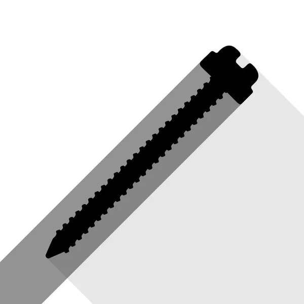 Tornillo signo ilustración. Vector. Icono negro con dos sombras grises planas sobre fondo blanco . — Archivo Imágenes Vectoriales