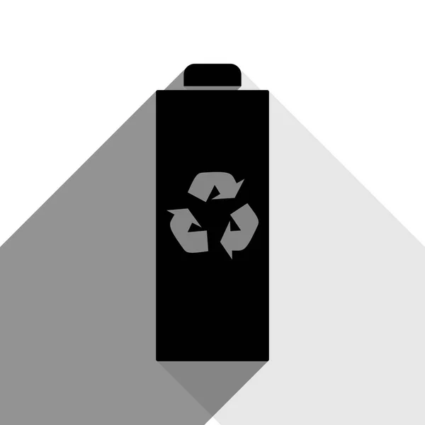 Battery recycle sign illustration. Vector. Black icon with two flat gray shadows on white background. — Stock Vector