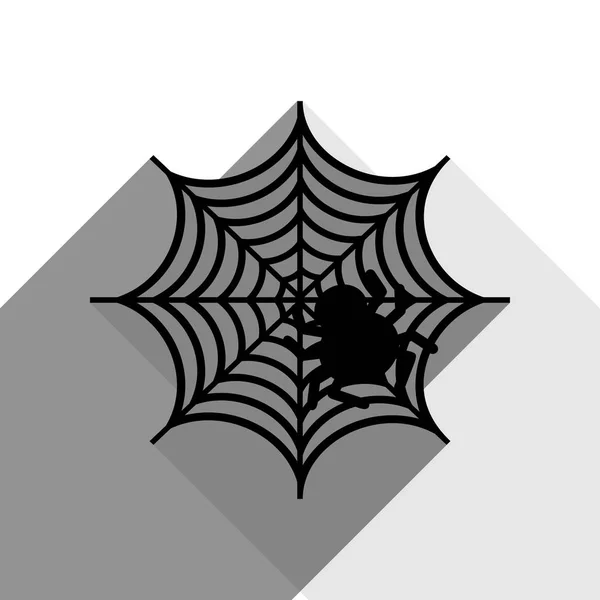 Spider sull'illustrazione web. Vettore. Icona nera con due ombre grigie piatte su sfondo bianco . — Vettoriale Stock