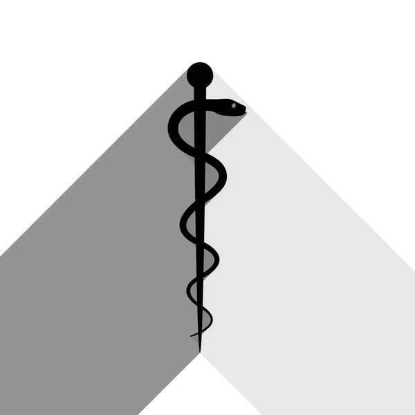 Símbolo de la Medicina. Vector. Icono negro con dos sombras grises planas sobre fondo blanco . — Archivo Imágenes Vectoriales