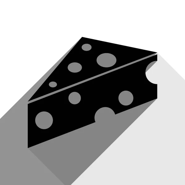 Signo de queso Maasdam. Vector. Icono negro con dos sombras grises planas sobre fondo blanco . — Archivo Imágenes Vectoriales