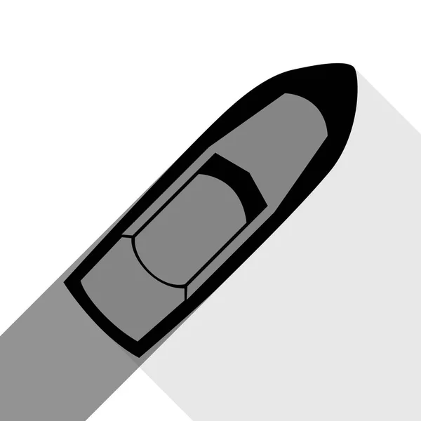Loď znamení. Vektor. Černá ikona s dvěma ploché šedé stíny na bílém pozadí. — Stockový vektor