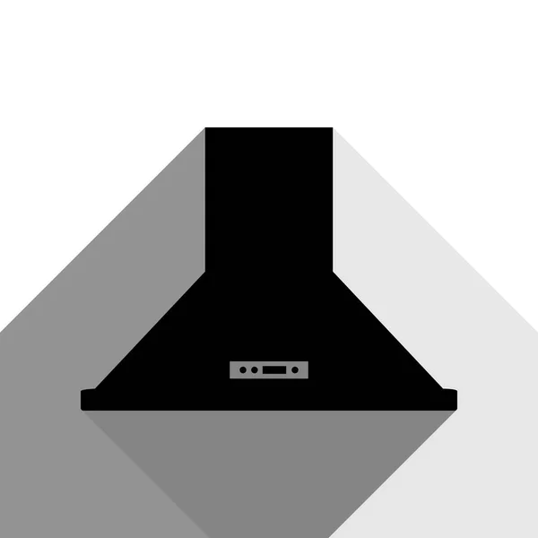 Hotte d'échappement. Panneau de ventilation. Vecteur. Icône noire avec deux ombres grises plates sur fond blanc . — Image vectorielle