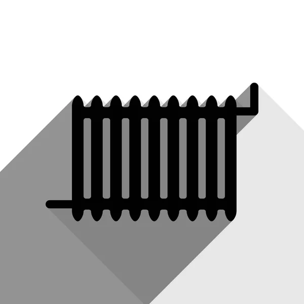 Radiátor znamení. Vektor. Černá ikona s dvěma ploché šedé stíny na bílém pozadí. — Stockový vektor