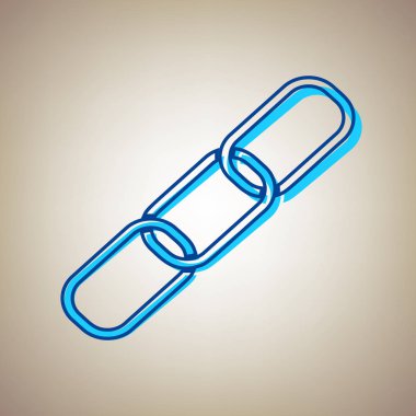 Bağlantı işaret illüstrasyon. Vektör. Bej renkli arka plan üzerinde arıza mavi dağılımı ile gökyüzü mavi simge.