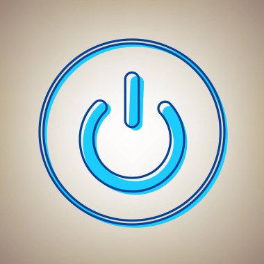 Açık kapalı geçiş işareti. Vektör. Bej renkli arka plan üzerinde arıza mavi dağılımı ile gökyüzü mavi simge.