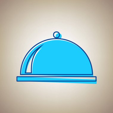 Sunucu oturum illüstrasyon. Vektör. Bej renkli arka plan üzerinde arıza mavi dağılımı ile gökyüzü mavi simge.