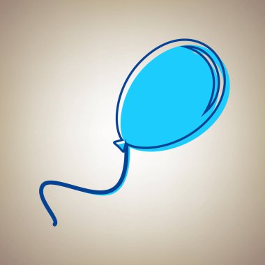 Balon işareti illüstrasyon. Vektör. Bej renkli arka plan üzerinde arıza mavi dağılımı ile gökyüzü mavi simge.