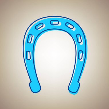 Nal işareti illüstrasyon. Vektör. Bej renkli arka plan üzerinde arıza mavi dağılımı ile gökyüzü mavi simge.