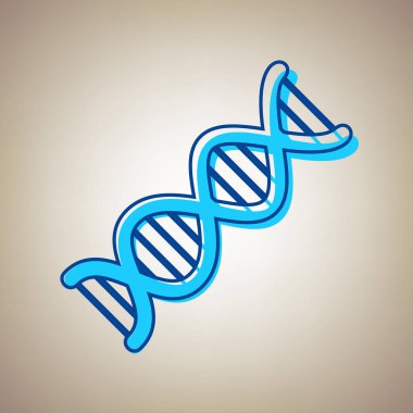 Dna işareti. Vektör. Bej renkli arka plan üzerinde arıza mavi dağılımı ile gökyüzü mavi simge.
