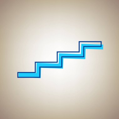 Merdiven tabela. Vektör. Bej renkli arka plan üzerinde arıza mavi dağılımı ile gökyüzü mavi simge.