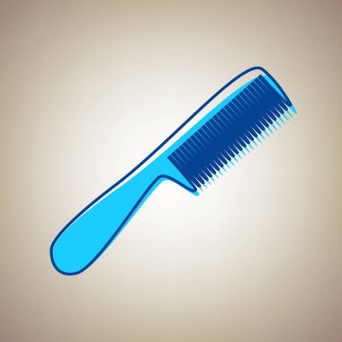 Basit kayıt tarak. Vektör. Bej renkli arka plan üzerinde arıza mavi dağılımı ile gökyüzü mavi simge.