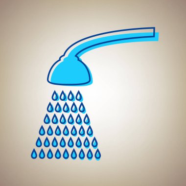 Duş basit kayıt. Vektör. Bej renkli arka plan üzerinde arıza mavi dağılımı ile gökyüzü mavi simge.