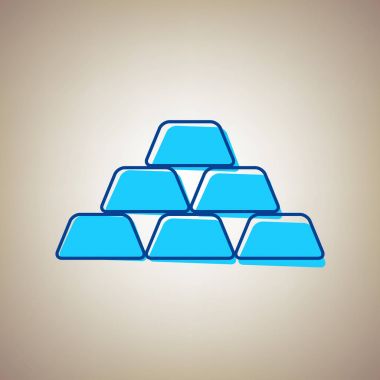 Altın basit kayıt. Vektör. Bej renkli arka plan üzerinde arıza mavi dağılımı ile gökyüzü mavi simge.