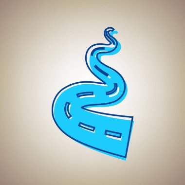 Yol basit işaret. Vektör. Bej renkli arka plan üzerinde arıza mavi dağılımı ile gökyüzü mavi simge.