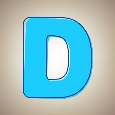 D harfi işareti şablon öğesi tasarım. Vektör. Bej renkli arka plan üzerinde arıza mavi dağılımı ile gökyüzü mavi simge.