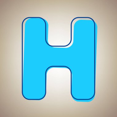 H harfi işareti şablon öğesi tasarım. Vektör. Bej renkli arka plan üzerinde arıza mavi dağılımı ile gökyüzü mavi simge.