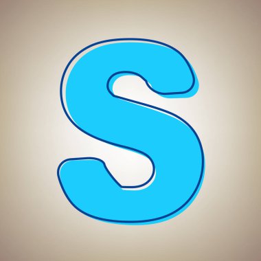 S harfi işareti şablon öğesi tasarım. Vektör. Bej renkli arka plan üzerinde arıza mavi dağılımı ile gökyüzü mavi simge.