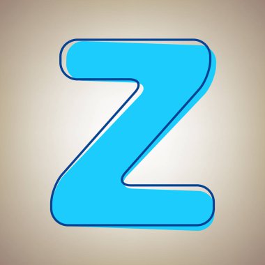 Harf Z işareti şablon öğesi tasarım. Vektör. Bej renkli arka plan üzerinde arıza mavi dağılımı ile gökyüzü mavi simge.