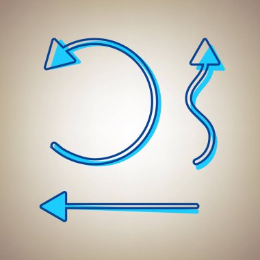 Basit arayüzü okları için ayarla. Vektör. Bej renkli arka plan üzerinde arıza mavi dağılımı ile gökyüzü mavi simge.