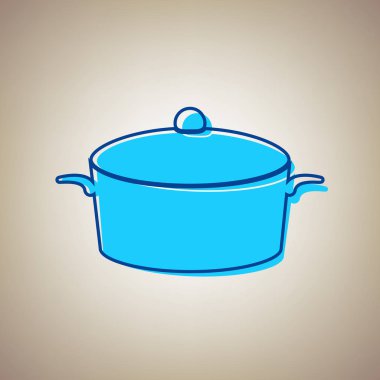 İşareti pan. Vektör. Bej renkli arka plan üzerinde arıza mavi dağılımı ile gökyüzü mavi simge.