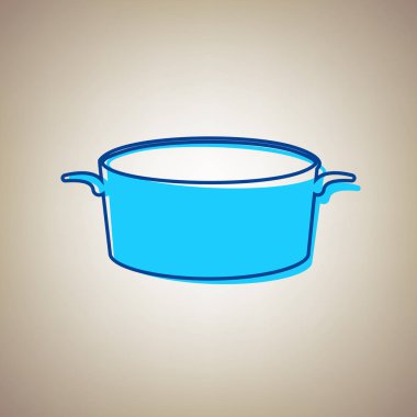 İşareti pan. Vektör. Bej renkli arka plan üzerinde arıza mavi dağılımı ile gökyüzü mavi simge.