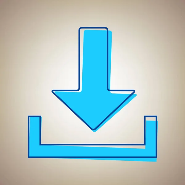Télécharger illustration de signe. Vecteur. Icône bleu ciel avec contour bleu déféqué sur fond beige . — Image vectorielle