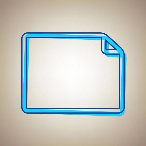 Ilustración horizontal del signo de documento. Vector. Icono azul cielo con contorno azul defectuoso sobre fondo beige . — Archivo Imágenes Vectoriales