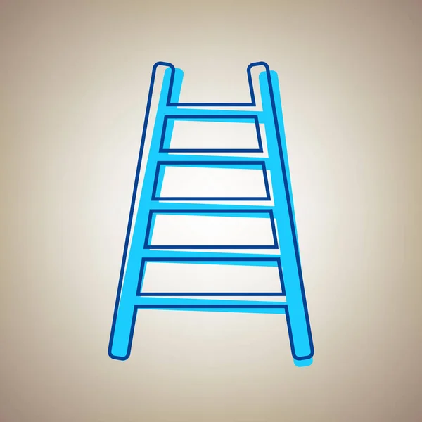 Ilustração do sinal da escada. Vector. ícone azul céu com contorno azul deserta no fundo bege . — Vetor de Stock