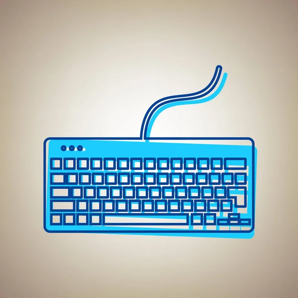 Teclado sinal simples. Vector. ícone azul céu com contorno azul deserta no fundo bege . — Vetor de Stock