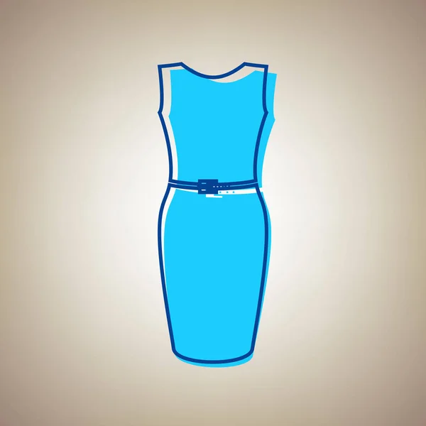 ドレスの記号の図。ベクトル。ベージュ色の背景に青い輪郭線故障と空の青のアイコン. — ストックベクタ