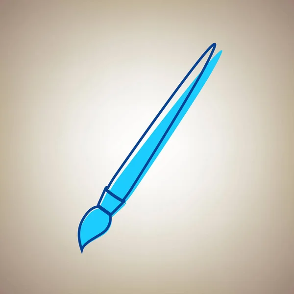 Illustration de signe de brosse. Vecteur. Icône bleu ciel avec contour bleu déféqué sur fond beige . — Image vectorielle