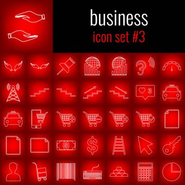 İş. Simge seti 3. Beyaz çizgi simgesi üzerinde kırmızı degrade backgrpund.