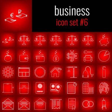 İş. Simgesi 6 ayarlayın. Beyaz çizgi simgesi üzerinde kırmızı degrade backgrpund.